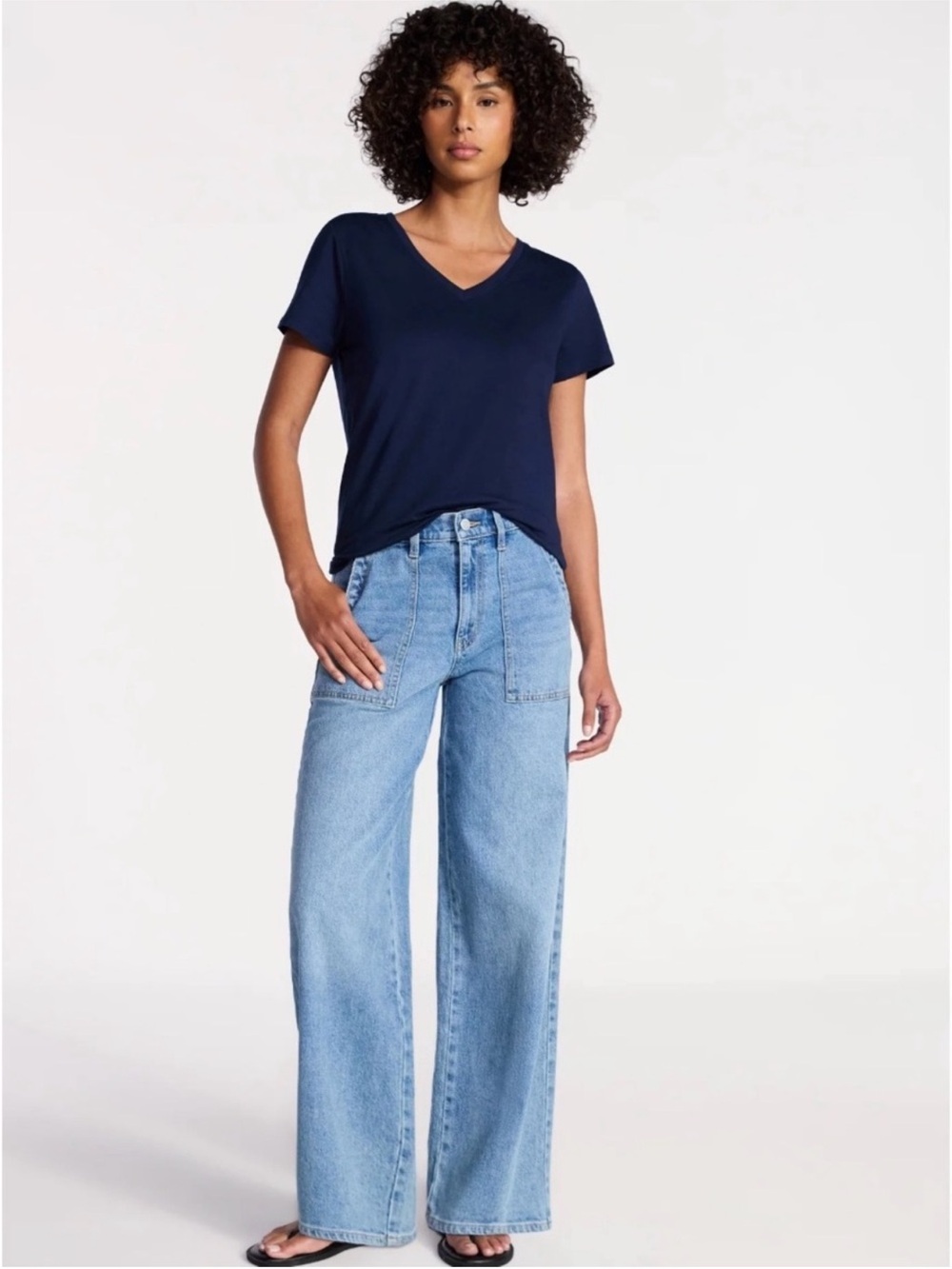 Time and Tru Wide Leg Utility Trouser Jeans High Rise NWT SZ 12